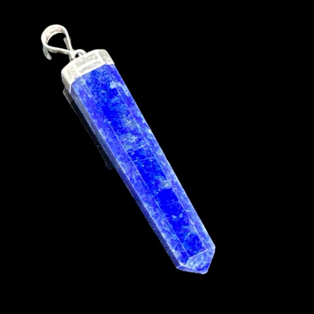 2 Inch Tall Lapis Lazuli Pendant with Sterling Silver Cap
